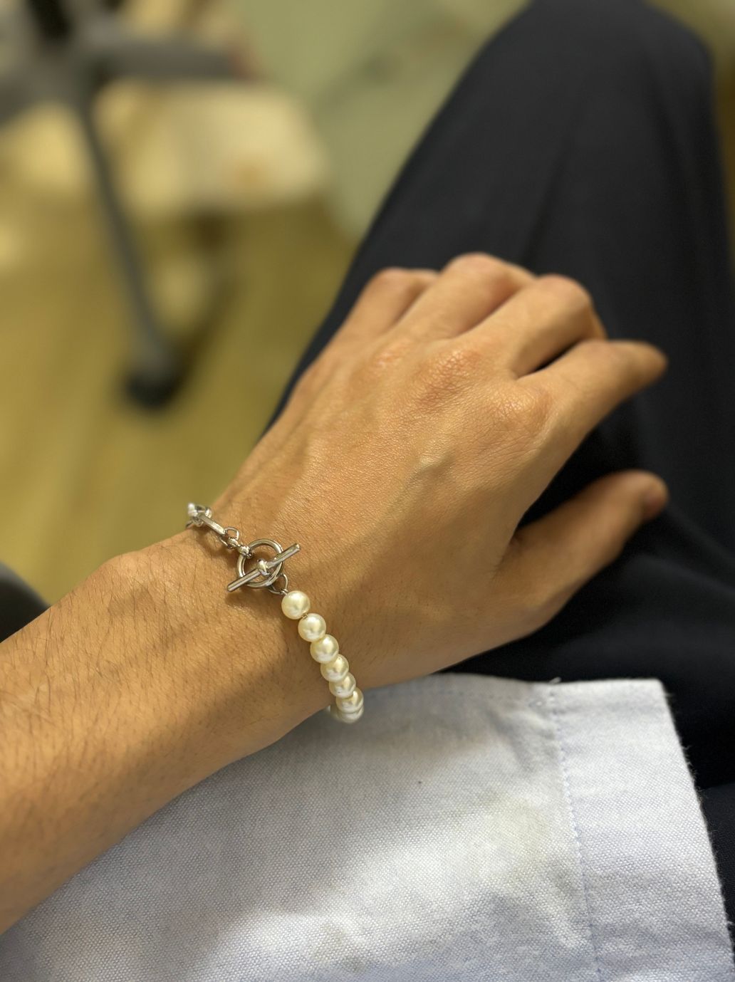 Braccialetto in argento e perle Half &amp; Half