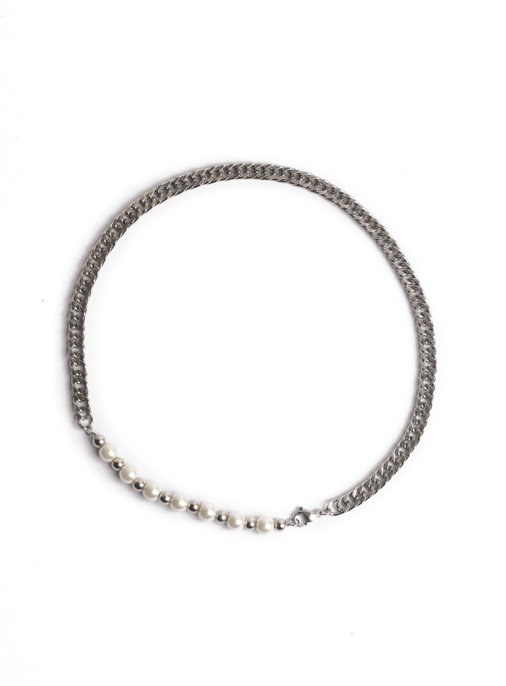 Collana metallica con perle da 1/4