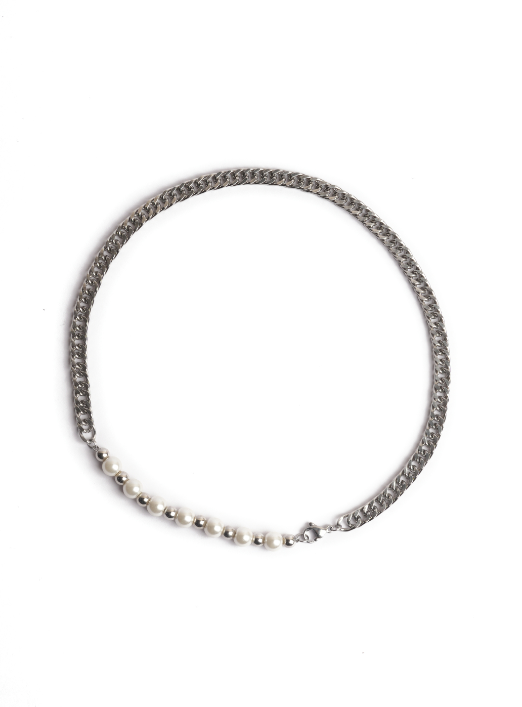 Collana metallica con perle da 1/4