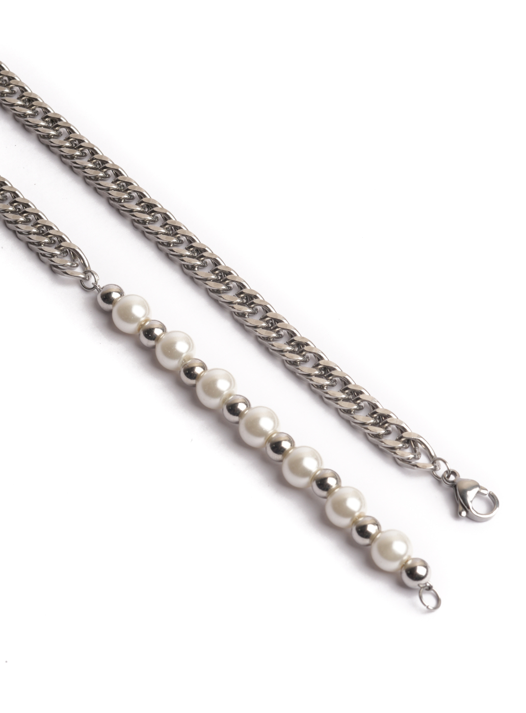 Collana metallica con perle da 1/4