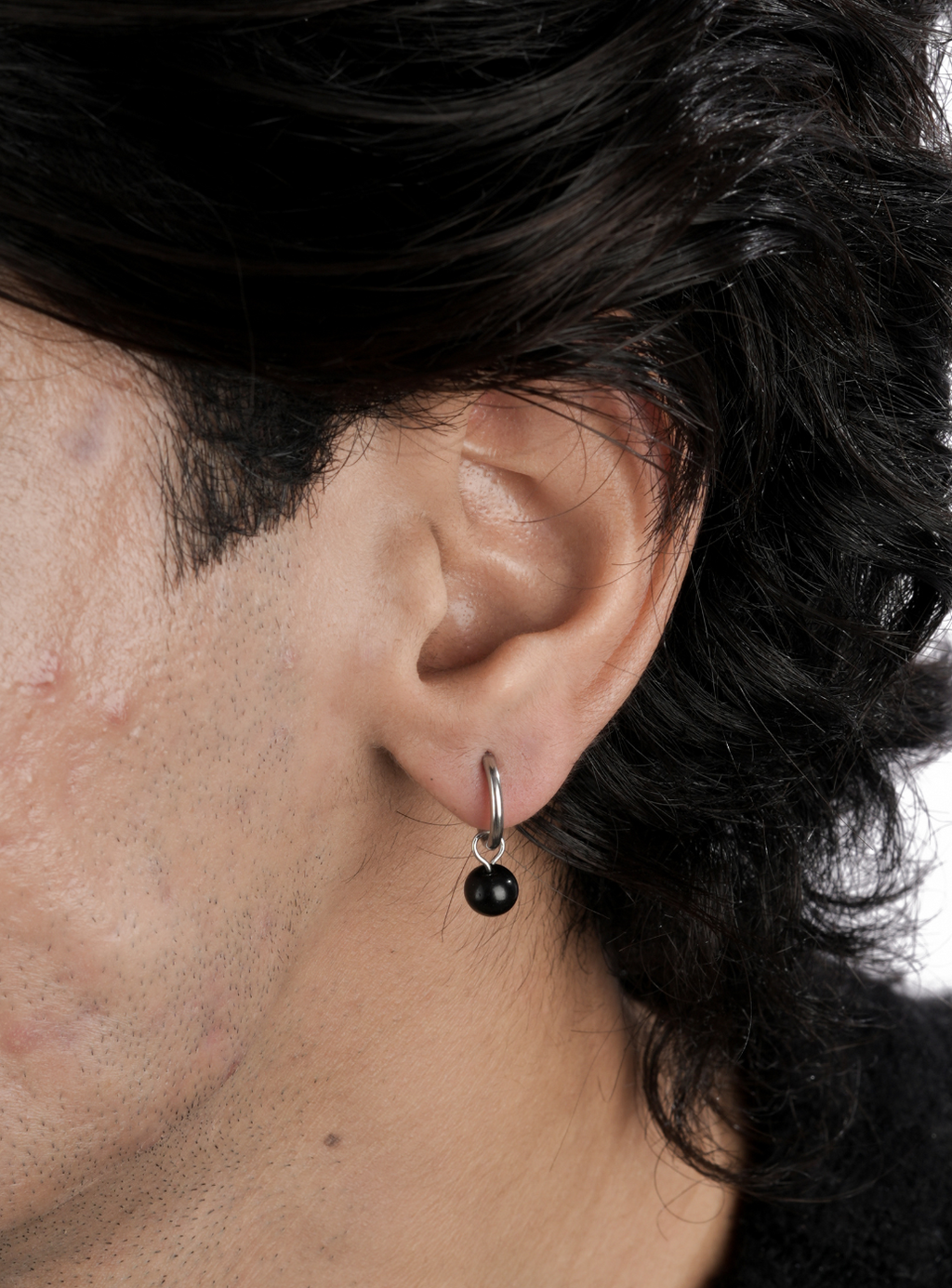 Cerchio con perline nere (argento sterling)