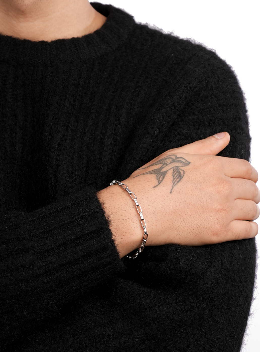 Bracciale a catena a blocchi (argento)