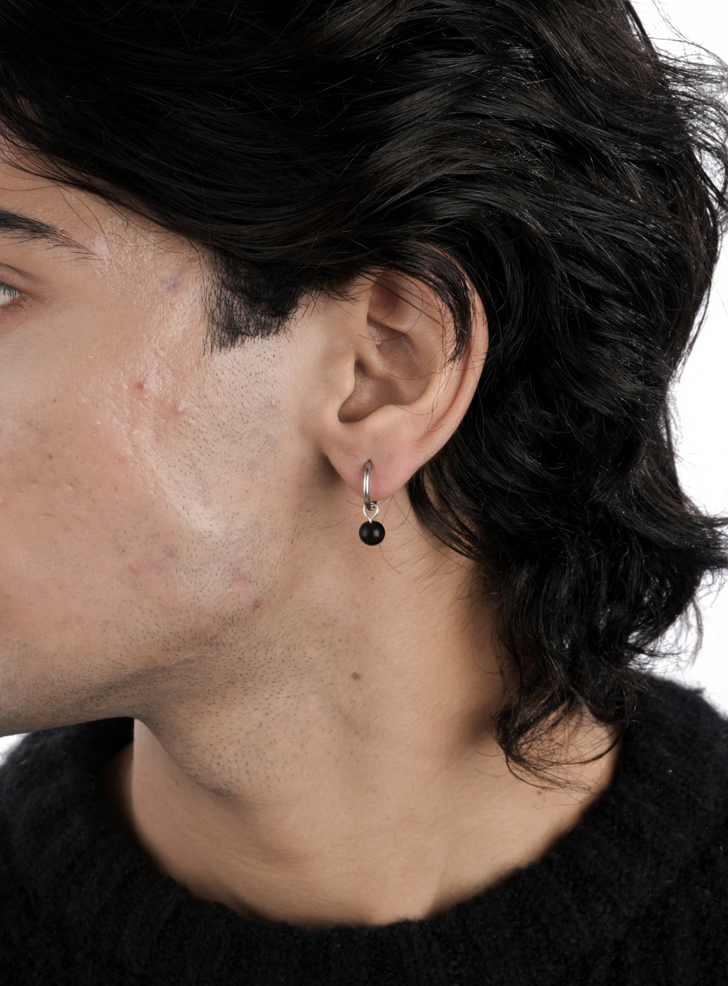 Cerchio con perline nere (argento sterling)