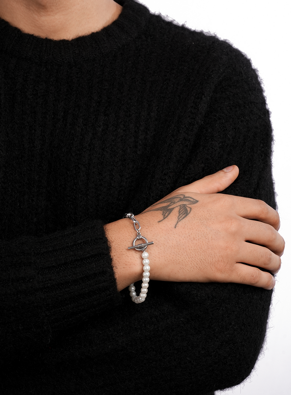 Braccialetto in argento e perle Half &amp; Half