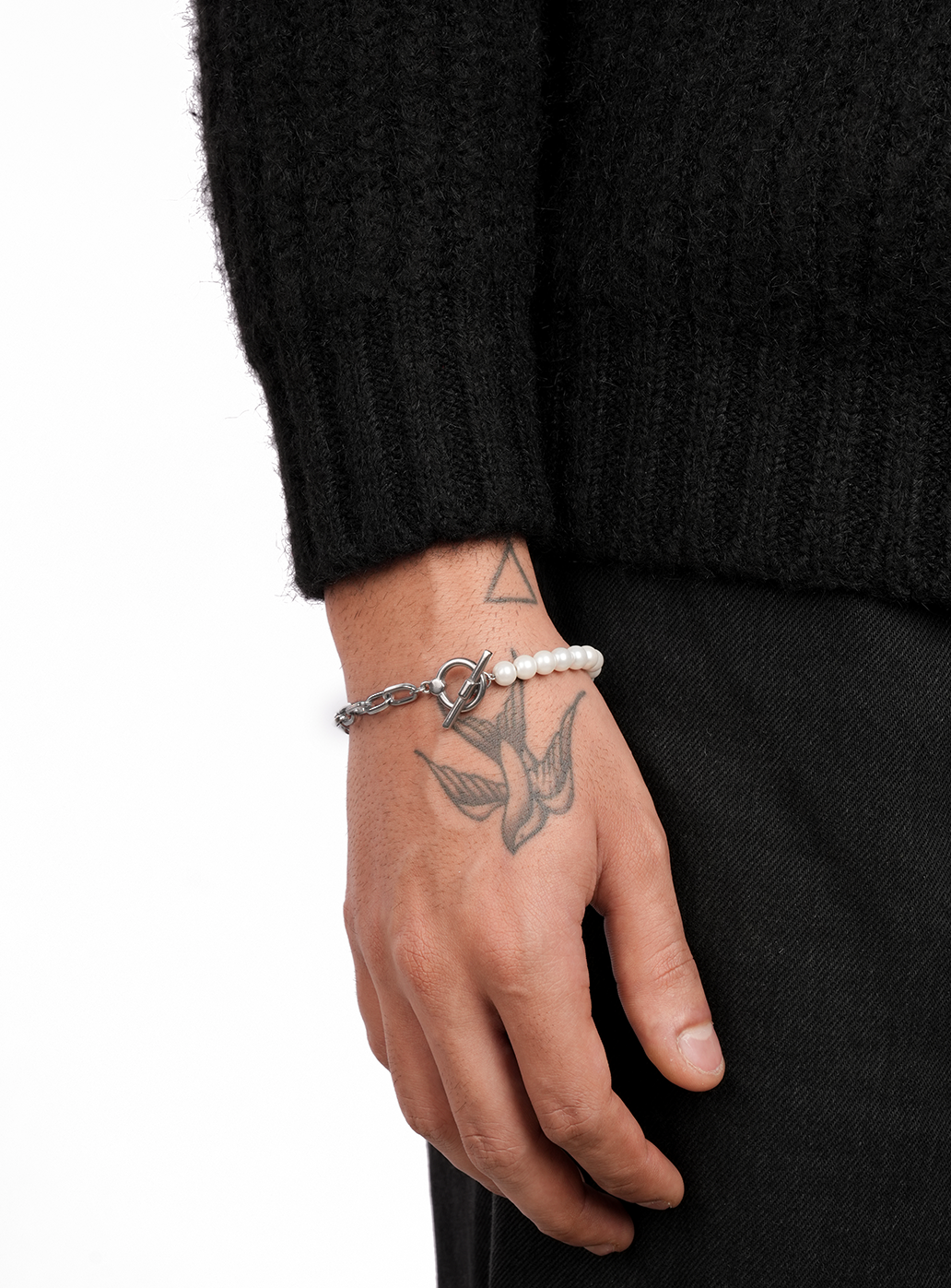 Braccialetto in argento e perle Half &amp; Half