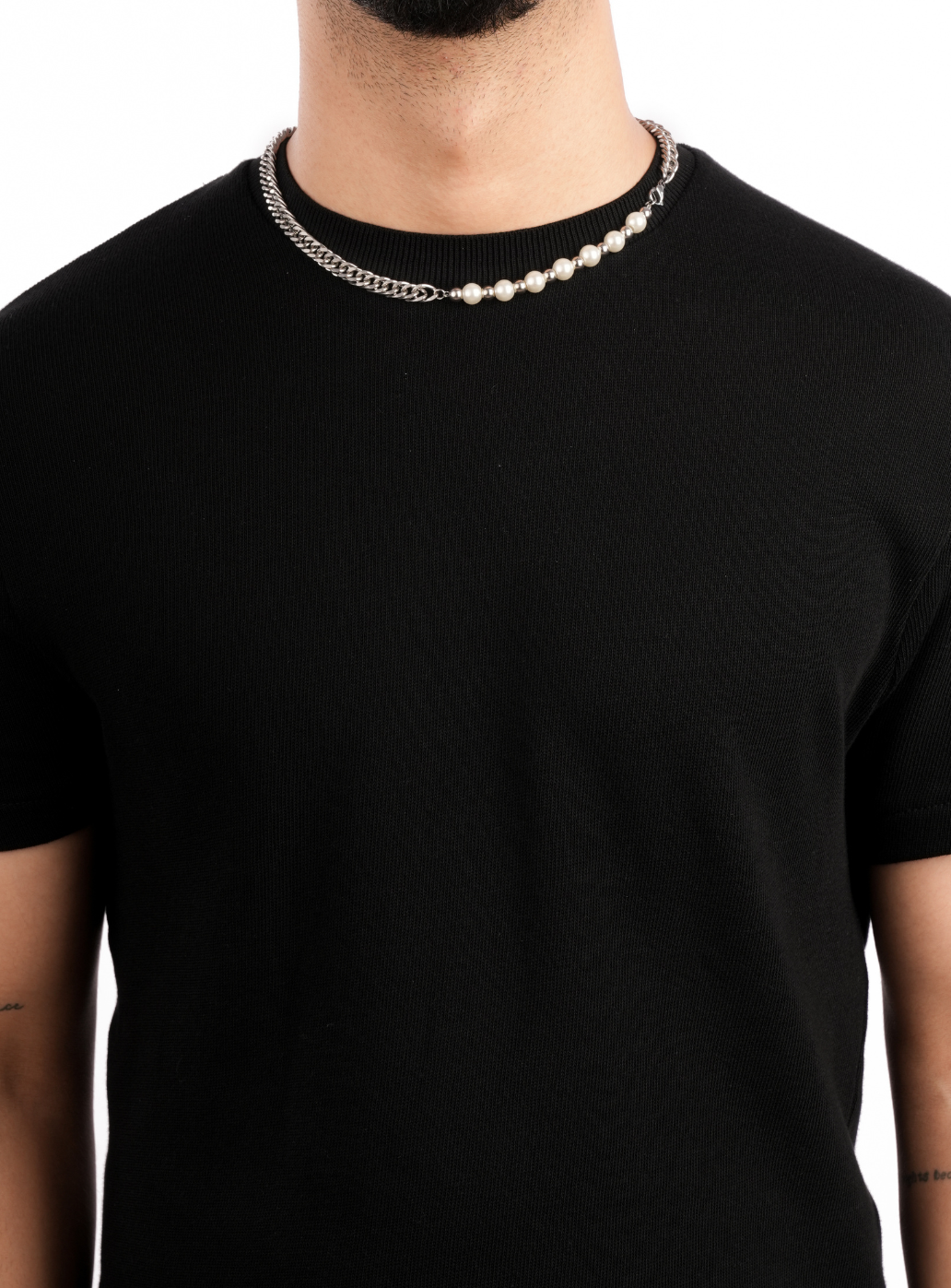 Collana metallica con perle da 1/4