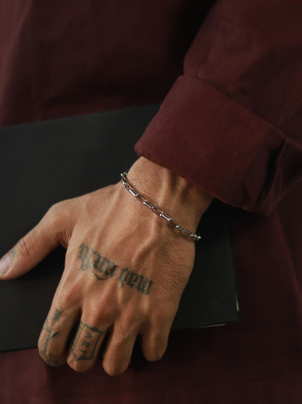 Bracciale a catena a blocchi (argento)