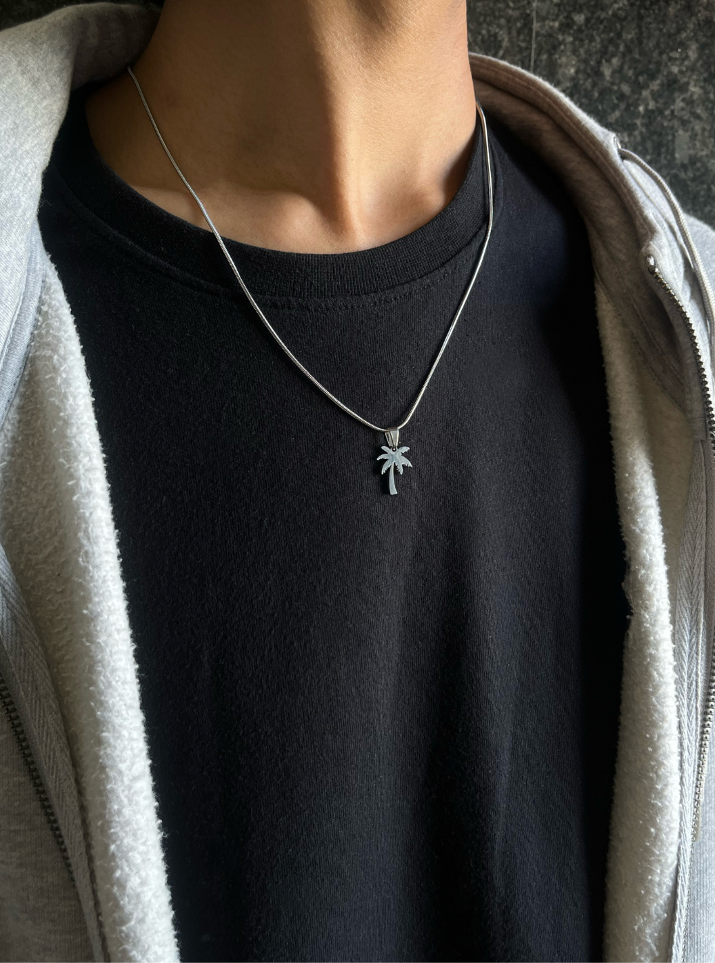 Ciondolo a forma di palma con catena (argento)